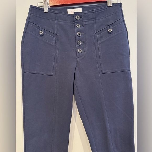 Anthropologie Bryson Tapered Button Fly Ankle Trouser Pants Navy Size 4 - Picture 3 of 9